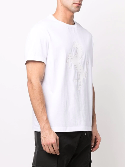 Shop Ferrari Logo-print Organic Cotton T-shirt In White