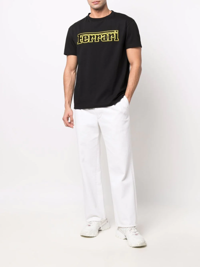 Shop Ferrari Logo-print Organic-cotton T-shirt In Black