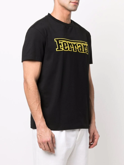 Shop Ferrari Logo-print Organic-cotton T-shirt In Black