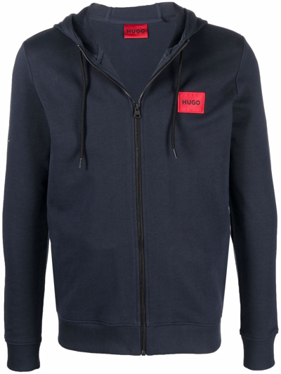 Shop Hugo Chest Logo-patch Hoodie In Blue