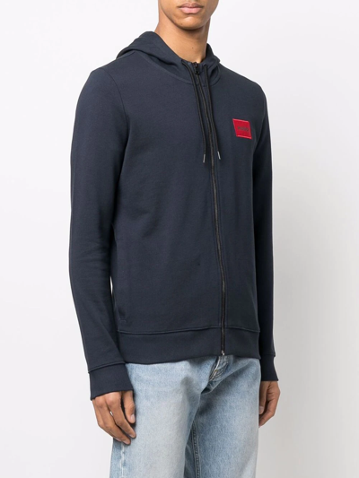 Shop Hugo Chest Logo-patch Hoodie In Blue
