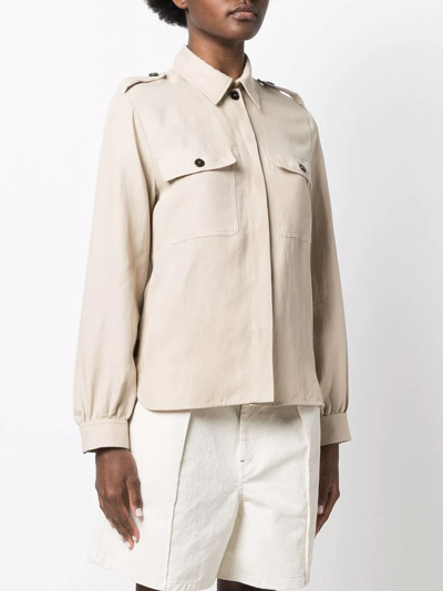Shop Woolrich Collared Shirt Jacket In Neutrals