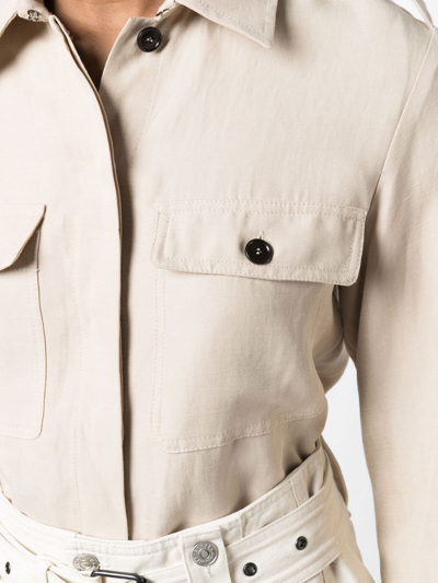 Shop Woolrich Collared Shirt Jacket In Neutrals