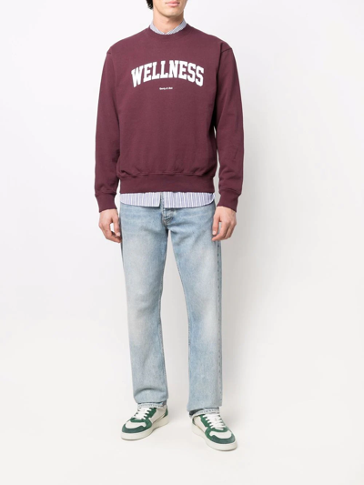 Shop Sporty And Rich Wellness Slogan-print Sweatshirt In Red