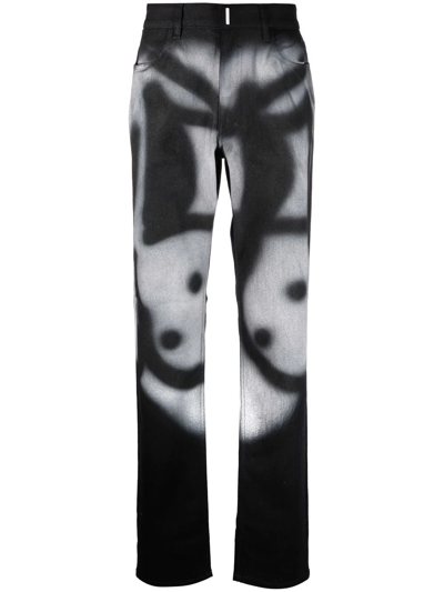 Shop Givenchy X Chito Tag-effect Slim-cut Jeans In Black
