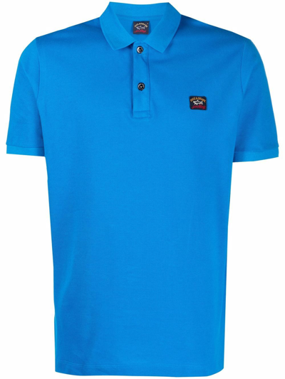 Shop Paul & Shark Logo-patch Cotton Polo Shirt In Blue