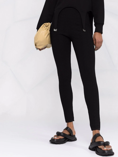 Shop Balmain Monogram-pattern Knitted Leggings In Black