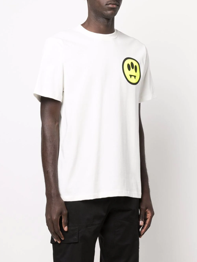 Shop Barrow Smiley-face Crew-neck T-shirt In White