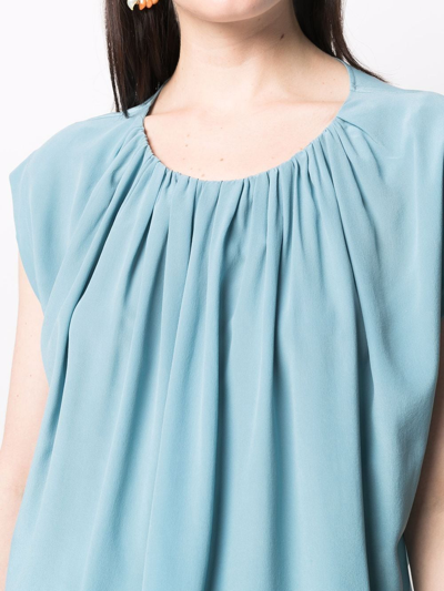 Alysi Short-sleeve Silk Blouse In Blu | ModeSens