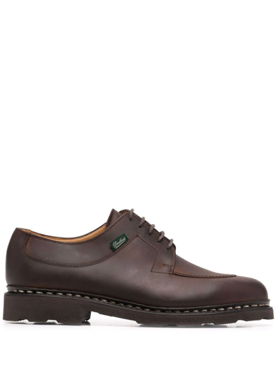 Paraboot Avignon Leather Round Toe Lace-up Shoes In Black