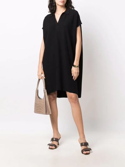 Shop Gentry Portofino Knitted Shirt Dress In Black