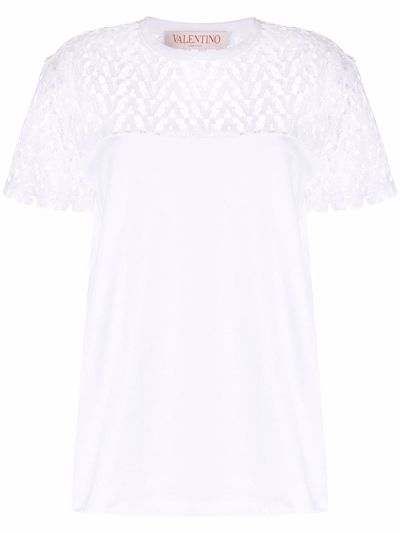 Shop Valentino Cut-out Vlogo T-shirt In White