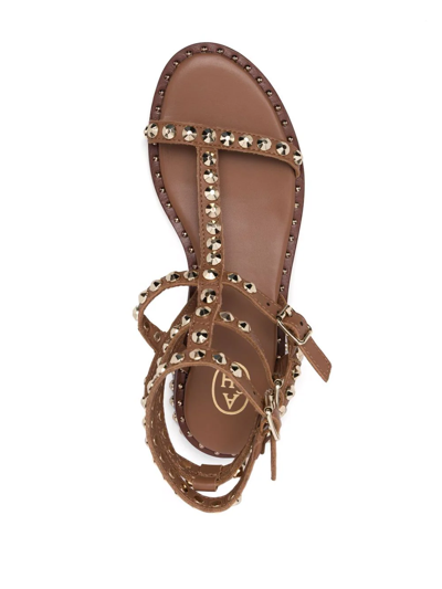 Shop Ash Ariel Rockstud-embellished Sandals In Brown