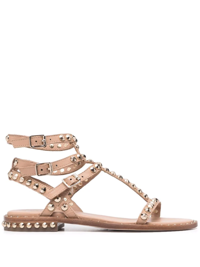 Shop Ash Ariel Rockstud-embellished Sandals In Neutrals