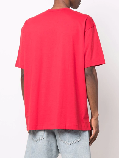 Shop Comme Des Garçons Shirt Chest Logo-print T-shirt In Red