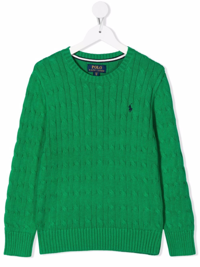 Polo Ralph Lauren Cable-knit Round Neck Jumper In Green
