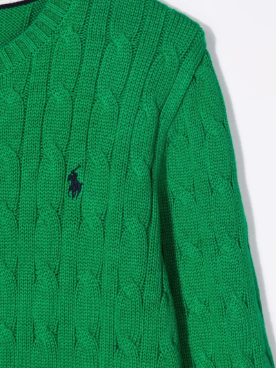 Polo Ralph Lauren Cable-knit Round Neck Jumper In Green