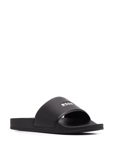 Msgm Rubber Slider Sandals In Black