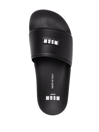 Msgm Rubber Slider Sandals In Black