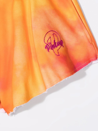 Shop Pinko Embroidered-logo Flared Shorts In Orange