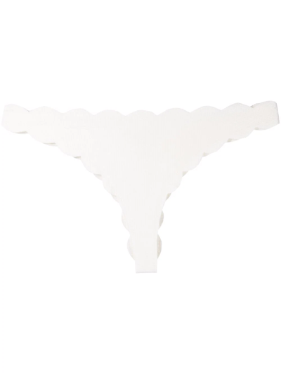 Shop Marysia Antibes Scallop-edge Bikini Bottoms In White