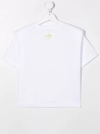 Shop Pinko Teen Rhinestone-logo T-shirt In White