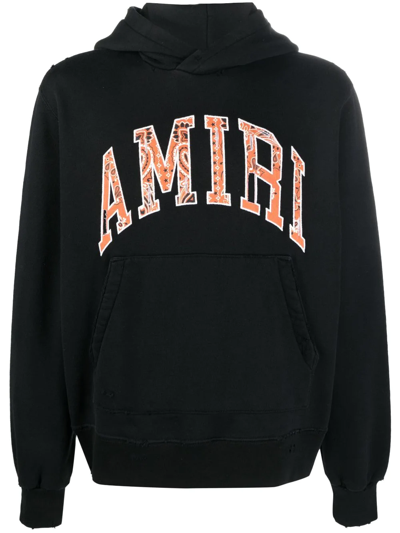 Shop Amiri Logo-embroidered Hoodie In Black