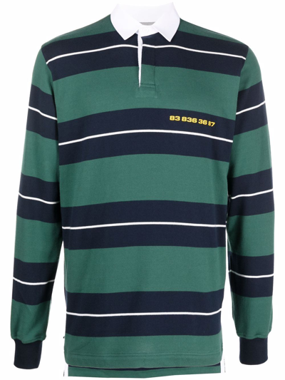 Shop Vtmnts Striped Long-sleeve Polo In Green