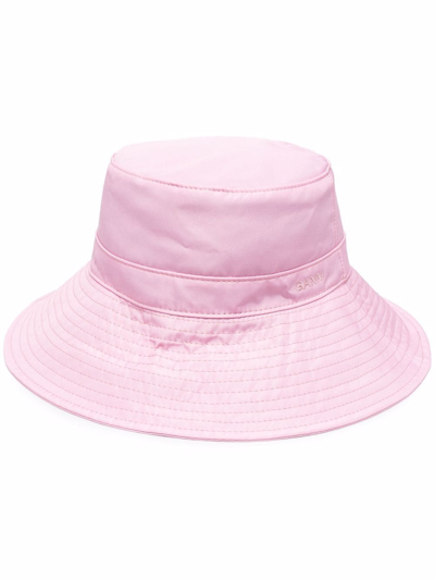 Shop Ganni Cotton-blend Bucket-hat In Pink