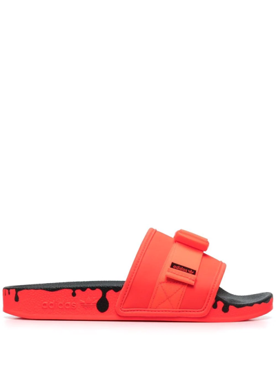 Shop Adidas Originals Pouchylette Flat Slides In Orange