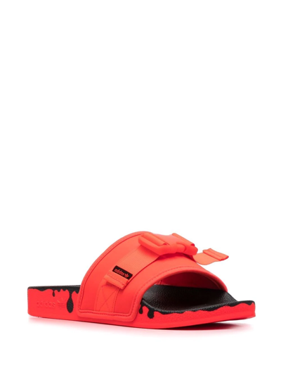 Adidas Originals Trefoil-logo Flat Slides In Orange