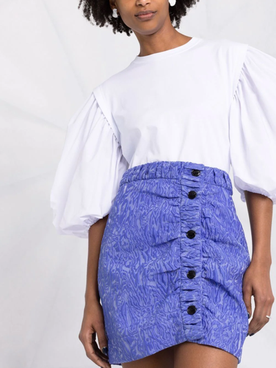 Ganni Blue Asymmetric Miniskirt In Blue