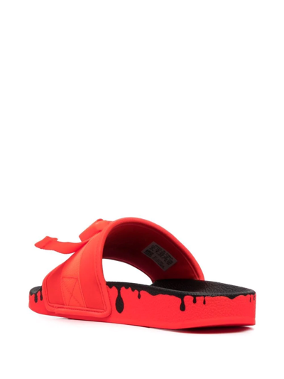 Adidas Originals Trefoil-logo Flat Slides In Orange