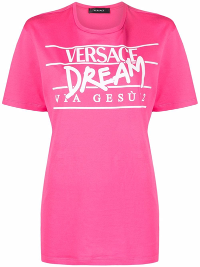 Shop Versace T-shirt  Dream In Fucsia