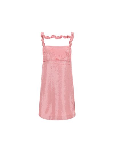 Shop Ganni Sequin Embellished Mini Dress In Pink