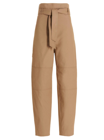Shop Max Mara Canossa Belted Pants In Brown