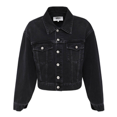 Shop Mm6 Maison Margiela Buttoned Denim Jacket In Black