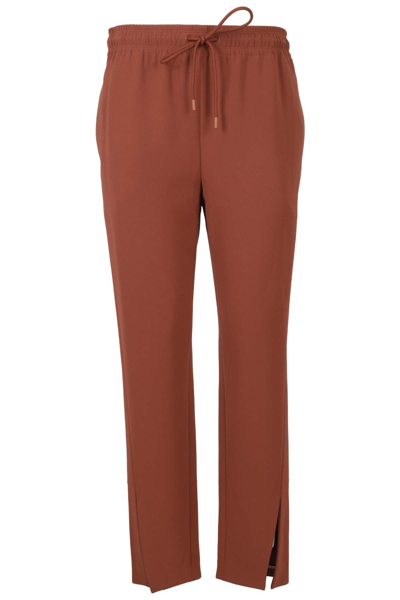 Shop Theory Slit Detailed Drawstring Trousers In Brown