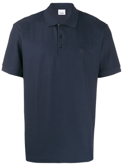 Shop Burberry Cotton Polo Shirt In Blue