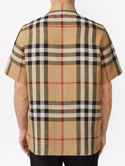 Shop Burberry Checked Short-sleeve Shirt In Brown