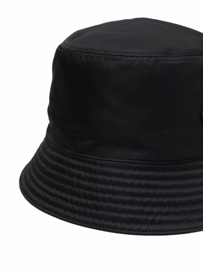 Prada Baseball-panel Leather Bucket Hat In Black