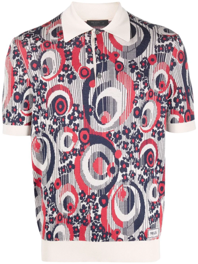 Shop Prada Abstract Pattern Polo Top In Neutrals