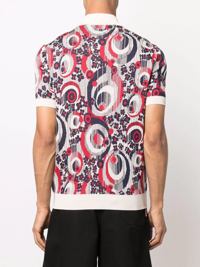 Shop Prada Abstract Pattern Polo Top In Neutrals