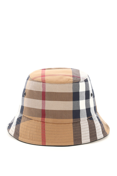 Shop Burberry Canvas Check Bucket Hat In Beige,black,brown