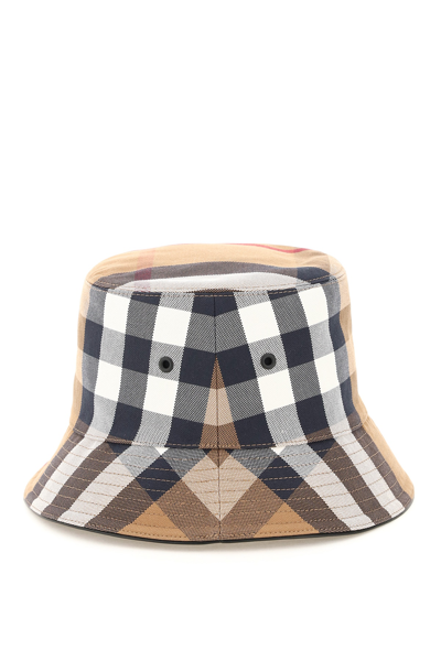 Shop Burberry Canvas Check Bucket Hat In Beige,black,brown