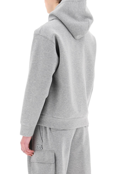 Shop Dolce & Gabbana Dg Logo Hoodie In Grey