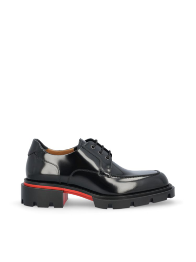 Shop Christian Louboutin Men's Black Other Materials Lace-up Shoes