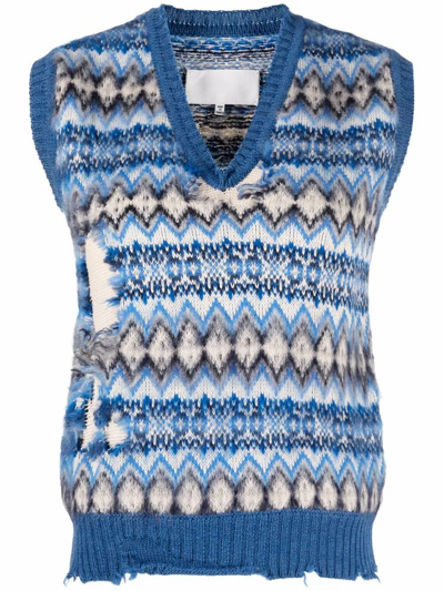 Shop Maison Margiela Women's Blue Wool Vest