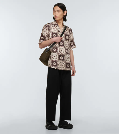 Shop Nanushka Floral Silk Shirt In Brown Tile Print