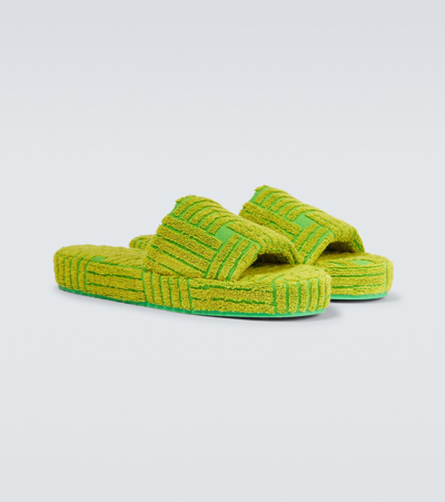 Shop Bottega Veneta Resort Geometric Slides In Parakeet/kiwi